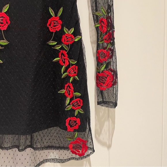 Lovers + Friends x Revolve Morella Black Lace Rose Dress - Picture 7 of 9